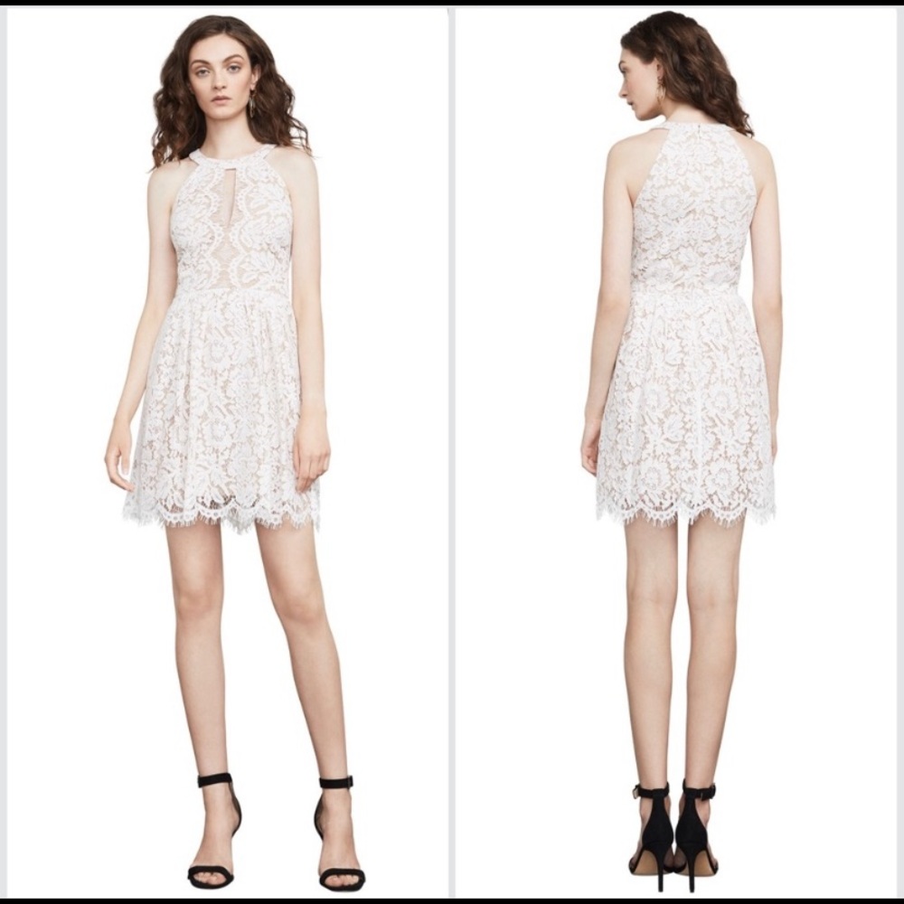 BCBG Max Azria lace dress with keyhole; white; size 4